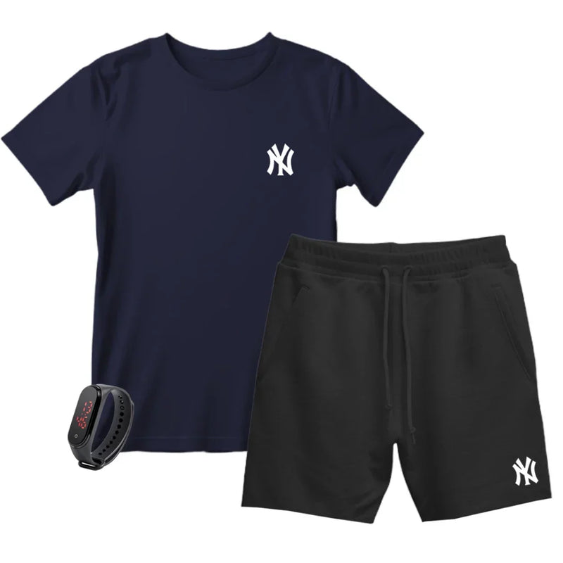 Kit Camiseta Masculina e Short Moletinho Várias Cores + Brinde