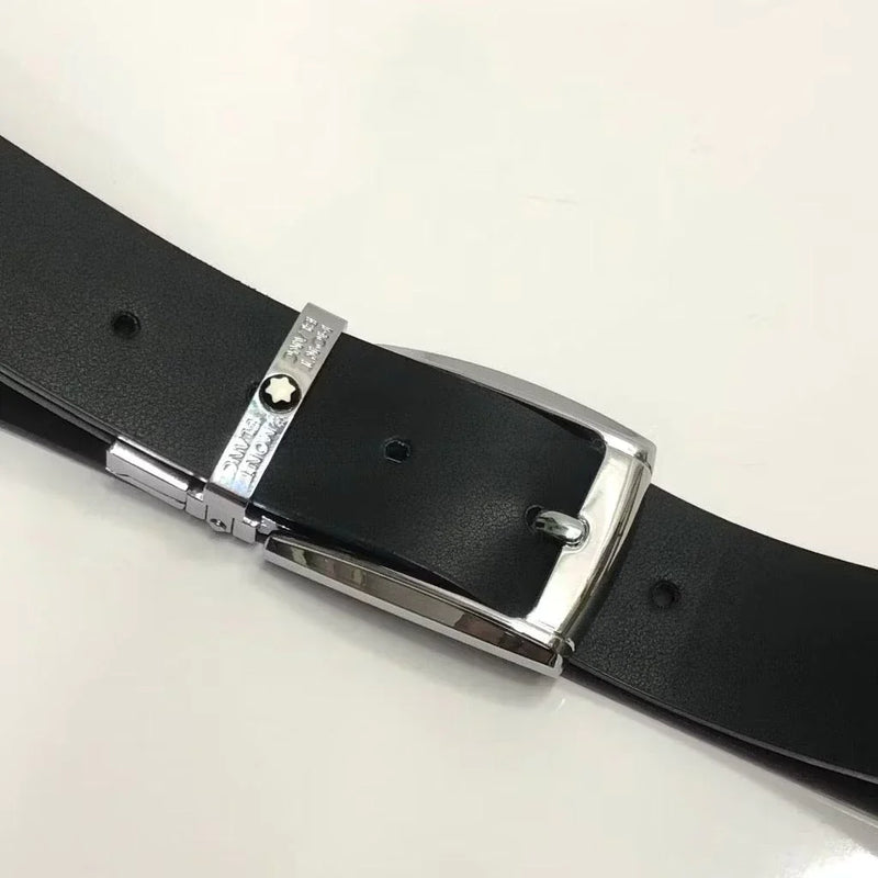 Cinto Masculino De Couro Brilhante Com Fivela Dupla Face De Pino Perfurador de Presente