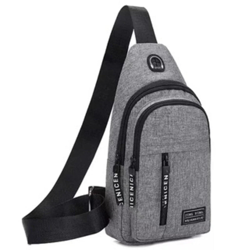 Bolsa de Ombro Masculina Anti-Roubo com Carregador USB